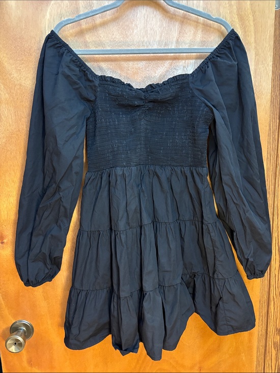 Altar'd State Dresses & Skirts - Altar'd State Black Off-Shoulder Smocked Tiered Mini Dress Medium